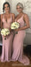 Halter Pale Pink Mermaid Floor Length Cheap Bridesmaid Dresses Online, WG562