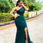 Green Mermaid One Shoulder Side Slit Cheap Long Bridesmaid Dresses Online,WG1208