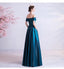 Blue A-line Off Shoulder Long Prom Dresses Online, Evening Party Dresses,12752