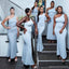 Simple Mermaid Blue One Shoulder Cheap Long Bridesmaid Dresses Online,WG1175