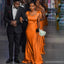 Orange Mermaid Square Neck Cheap Long Bridesmaid Dresses Online,WG1210