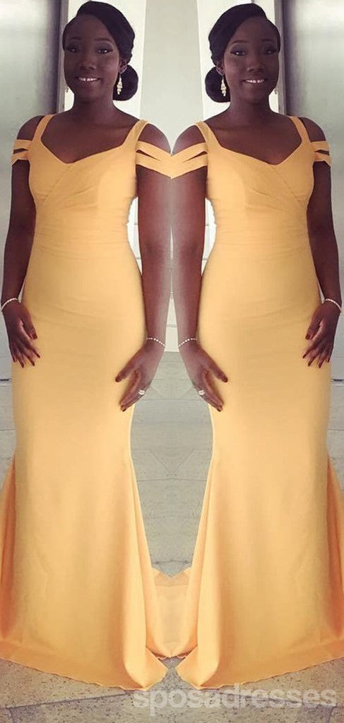 Yellow Long Mermaid Sexy Cheap Bridesmaid Dresses Online, WG574