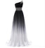 One Shoulder Chiffon Ombre Beaded Long Evening Prom Dresses, Cheap Sweet 16 Dresses, 18420
