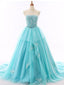 Tiffany Blue A-line Lace Cheap Long Evening Prom Dresses, Cheap Custom Sweet 16 Dresses, 18516