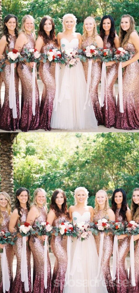 Sequin Mermaid Sleeveless Cheap Bridesmaid Dresses Online, WG814