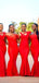 Mismatched Red Mermaid Sleeveless Cheap Long Bridesmaid Dresses Online, WG843