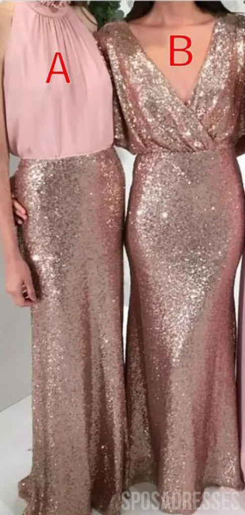 Mismatched V Neck & Halter & Sweetheart Long Bridesmaid Dresses Online, WG884