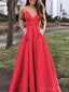 A-line V Neck Spaghetti Straps Long Prom Dresses, Sweet 16 Prom Dresses, 12455