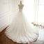 See Through V Neck A-line Lace Long Custom Cheap Wedding Bridal Dresses, WD300