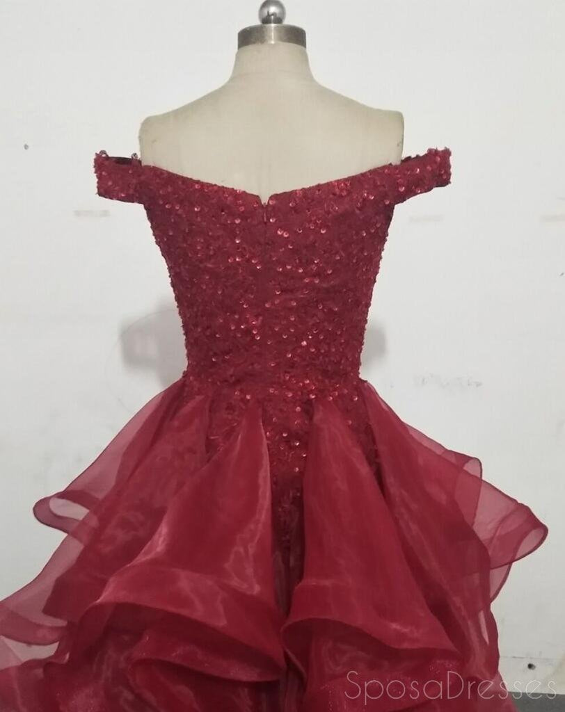 Off Shoulder Dusty Champagne Lace Cheap Long Evening Prom Dresses, Evening Party Prom Dresses, 18627