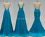 Teal V Neck Side-Slit Cheap Long Bridesmaid Dresses Online, WG298