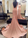 Mermaid Sexy Blush Pink Evening Prom Dresses, Long Backless Party Prom Dresses, 17121