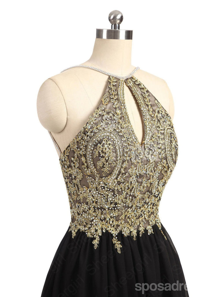 Green Gold Lace Halter Cheap Homecoming Dresses Online, Cheap Short Prom Dresses, CM736