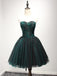 Strapless Dark Green Black Lace Tulle Homecoming Prom Dresses, CM237