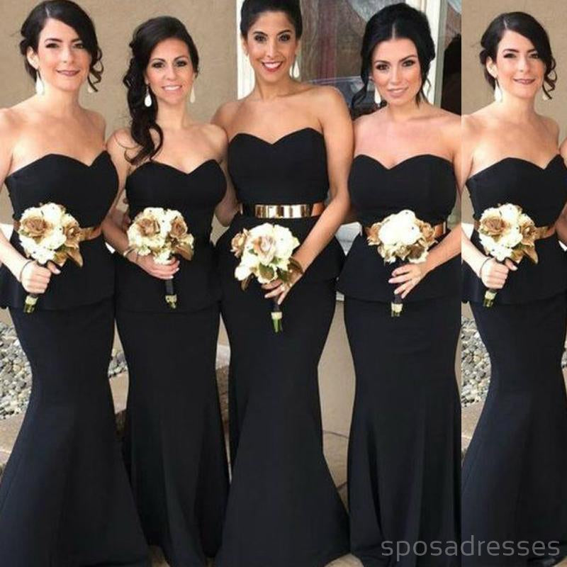Sweetheart Black Mermaid Cheap Long Bridesmaid Dresses Online, WG244