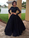 Black Two Pieces Long Sleeves Beaded A-line Long Evening Prom Dresses, 17643