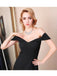 Simple Black Mermaid High Slit Off Shoulder Long Party Prom Dresses,12545