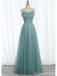 Elegant Blue A-line Spaghetti Straps Maxi Long Prom Dresses,Evening Dresses,13147
