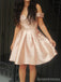 Cheap Simple Off Shoulder Cute Blush Pink Homecoming Dresses 2018, CM487