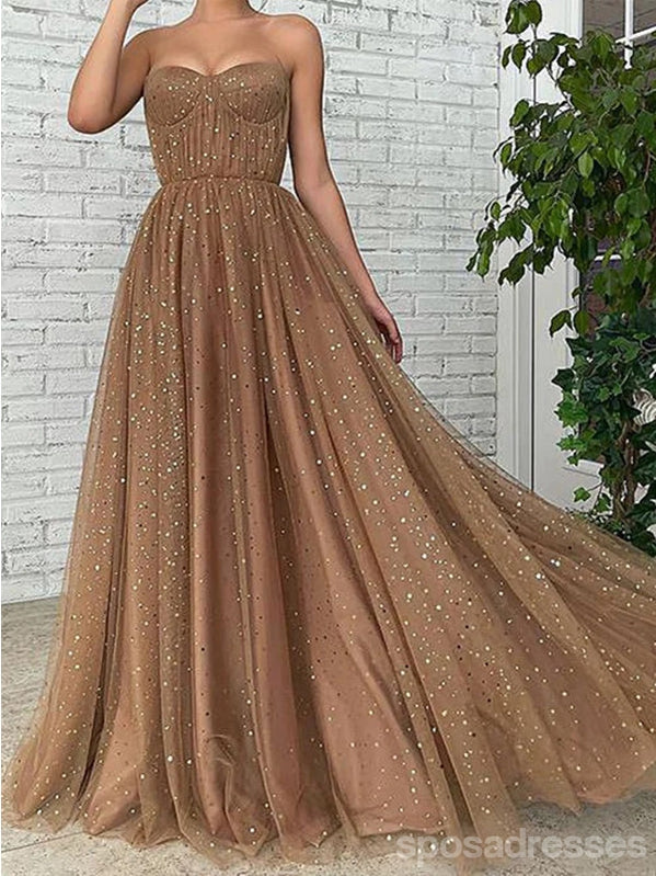 Gorgeous Brown A-line Sweetheart Maxi Long Prom Dresses,Evening Dresses,13165