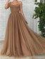 Gorgeous Brown A-line Sweetheart Maxi Long Prom Dresses,Evening Dresses,13165