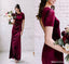 Burgundy Mermaid Short Sleeves Open Back Long Bridesmaid Dresses Online, WG1149