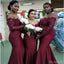 Sexy Mermaid Burgundy Long Sleeves Lace Applique Sweetheart Bridesmaid Dresses Online,WG973