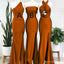 Mismatched Mermaid Burnt Orange Side Slit Long Bridesmaid Dresses Gown Online, WG1023