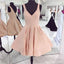 V Neck Pastel Yellow Short Homecoming Dresses Under 100, CM389