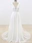 Elegant Unique V Neck Cheap Beach Wedding Dresses Online, WD374