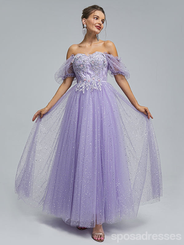 Sparkly A-line Short Sleeves Cheap Long Prom Dresses Online,13052