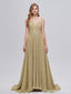 Elegant Spaghetti Straps A-line V-neck Cheap Long Prom Dresses Online,12992
