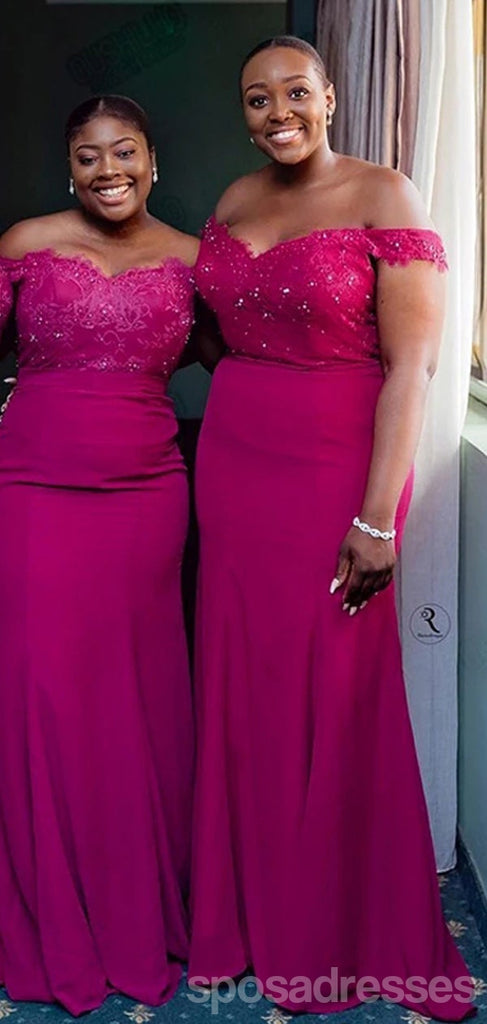 Hot Pink Mermaid Off Shoulder Cheap Long Bridesmaid Dresses Online,WG1202