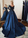 A-line Long Sleeves Blue Long Party Prom Dresses Online,Dance Dresses,12558