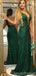 Green Mermaid Deep V-neck Backless Long Prom Dresses Online,Evening Party Dresses,12787