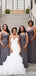 Grey Mermaid Straps V-neck Cheap Long Bridesmaid Dresses,WG1383
