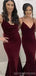 Burgundy Mermaid Spaghetti Straps Cheap Long Bridesmaid Dresses Online,WG1241