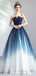Elegant A-line Sweetheart Blue & White Long Prom Dresses Online,12647