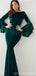 Green Mermaid Jewel Long Sleeves Cheap Bridesmaid Dresses Online,WG1164