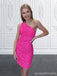 Pink One Shoulder Short Homecoming Dresses,Cheap Short Prom Dresses,CM941