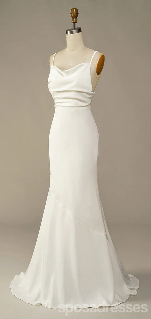 Simple Mermaid Spaghetti Straps Backless Cheap Long Prom Dresses,12965