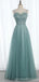 Elegant Blue A-line Spaghetti Straps Maxi Long Prom Dresses,Evening Dresses,13147
