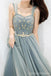 Elegant Blue A-line Off Shoulder Long Prom Dresses Online,Evening Party Dresses,12706