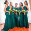 Emerald Green Mermaid One Shoulder Spaghetti Straps Long Bridesmaid Dresses Online,WG1184