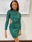Green Long Sleeves Open Back Short Homecoming Dresses,Cheap Short Prom Dresses,CM944