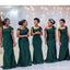 Green Mermaid Off Shoulder Cheap Long Bridesmaid Dresses Online,WG1171