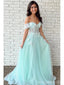 Green A-line Off Shoulder Cheap Long Prom Dresses,Evening Party Dresses,12819