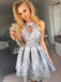 Halter Grey Lace Cheap Short Homecoming Dresses Online, CM624