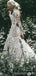 Long Mermaid Backless High Neck Long Sleeves Lace Wedding Dresses,WD759