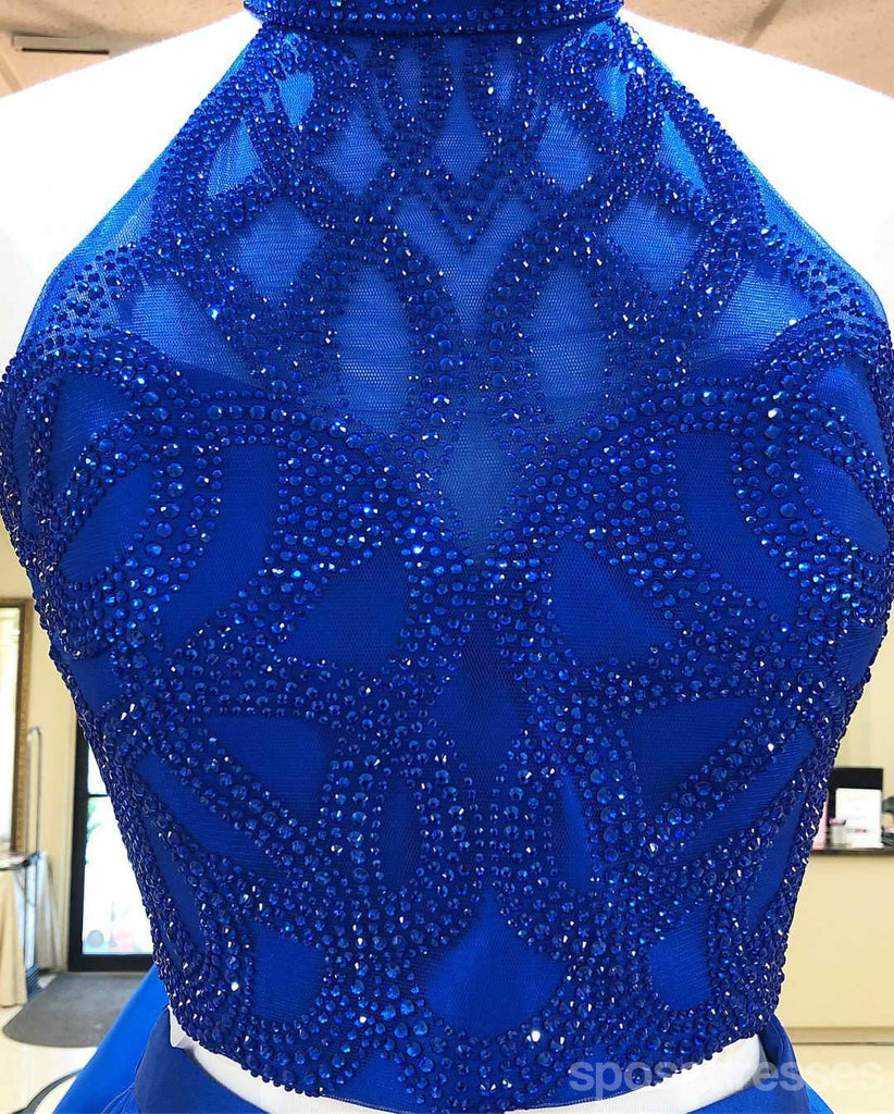 Royal Blue Halter Two Pieces Short Cheap Homecoming Dresses Online, CM727
